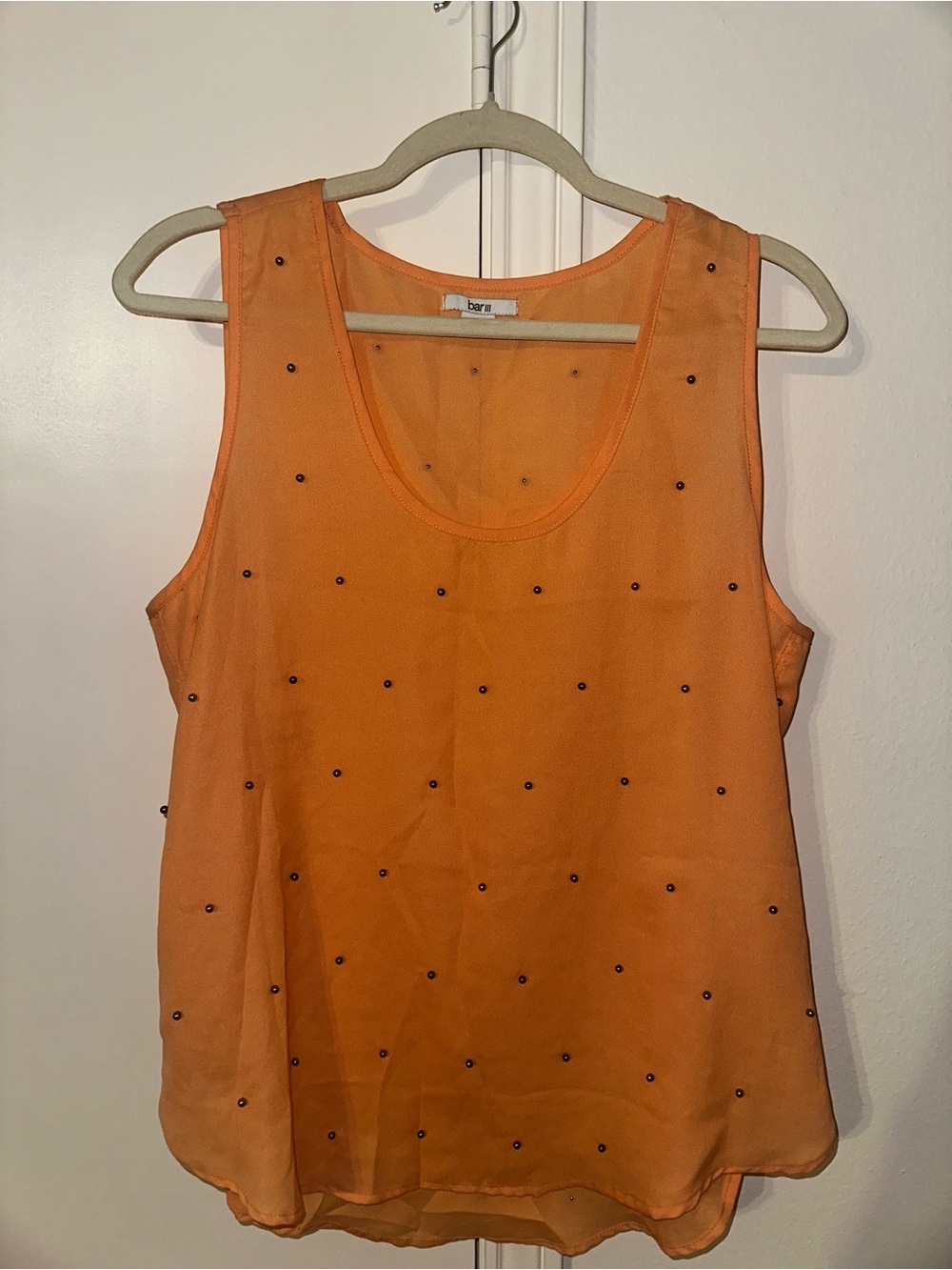 Bar lll Light Orange Embellished Sleeveless Shell Top